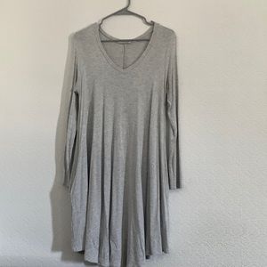 Womens Casual Longsleeve T-Shirt Dress Grey Medium